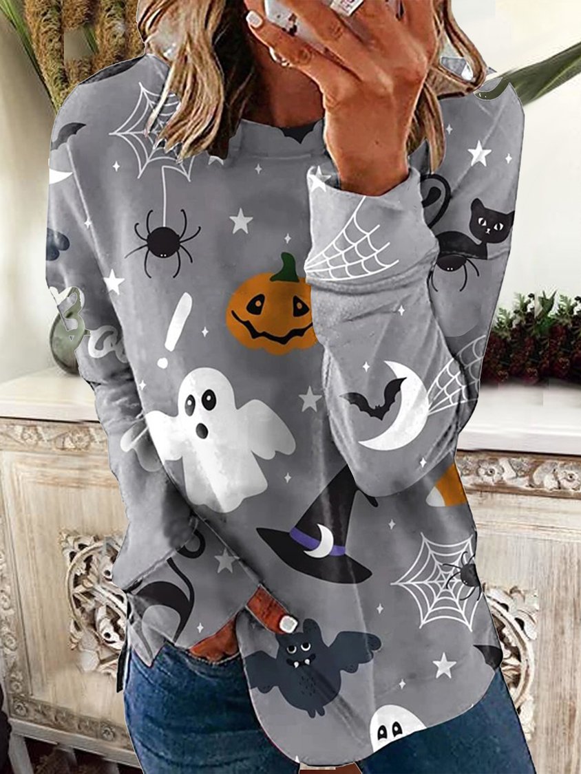 Women's Sweatshirt Pullover Cat Prints Halloween Weekend Halloween Hoodies Sweatshirt AD830