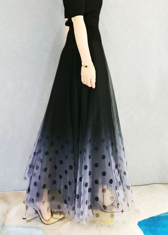 Large High Tulle Waist Exra Hem Skirts Gradient French Color