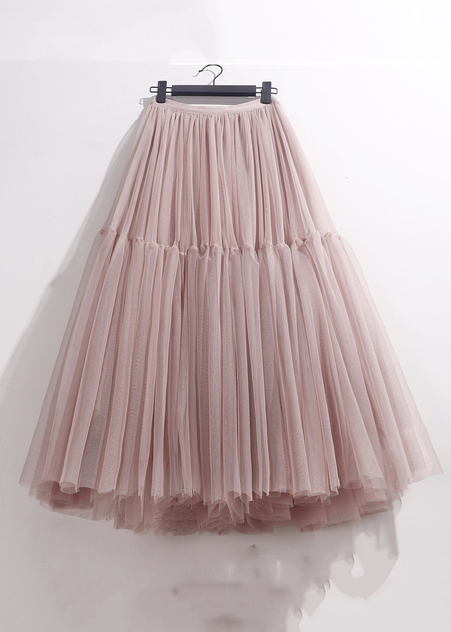 Pink Pleated Waist Loose Patchwork Summer Skirt High Tulle
