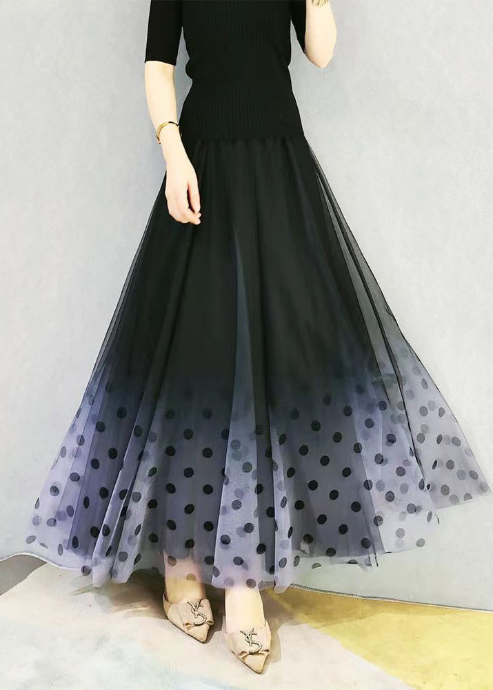 Exra Waist Large High Hem Color Skirts French Gradient Tulle