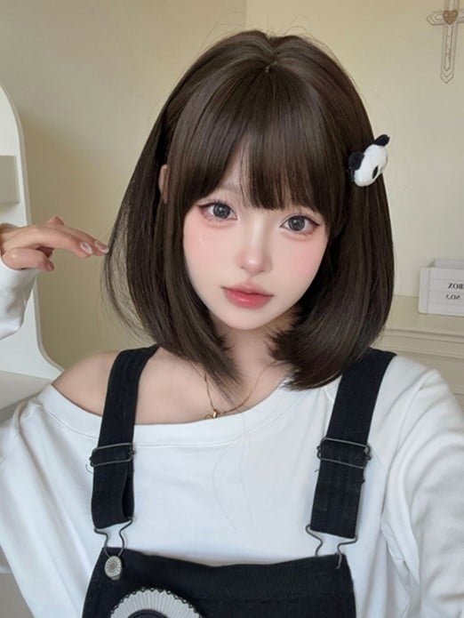 Bangs With Dark Brown Synthetic 40CM Length Wig Air
