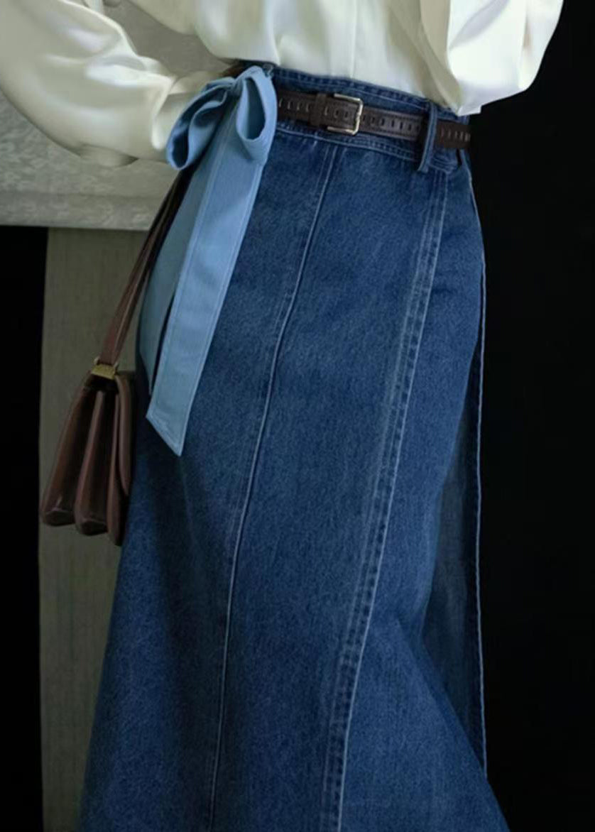 Denim Skirts Open High Side Spring Waist Blue New