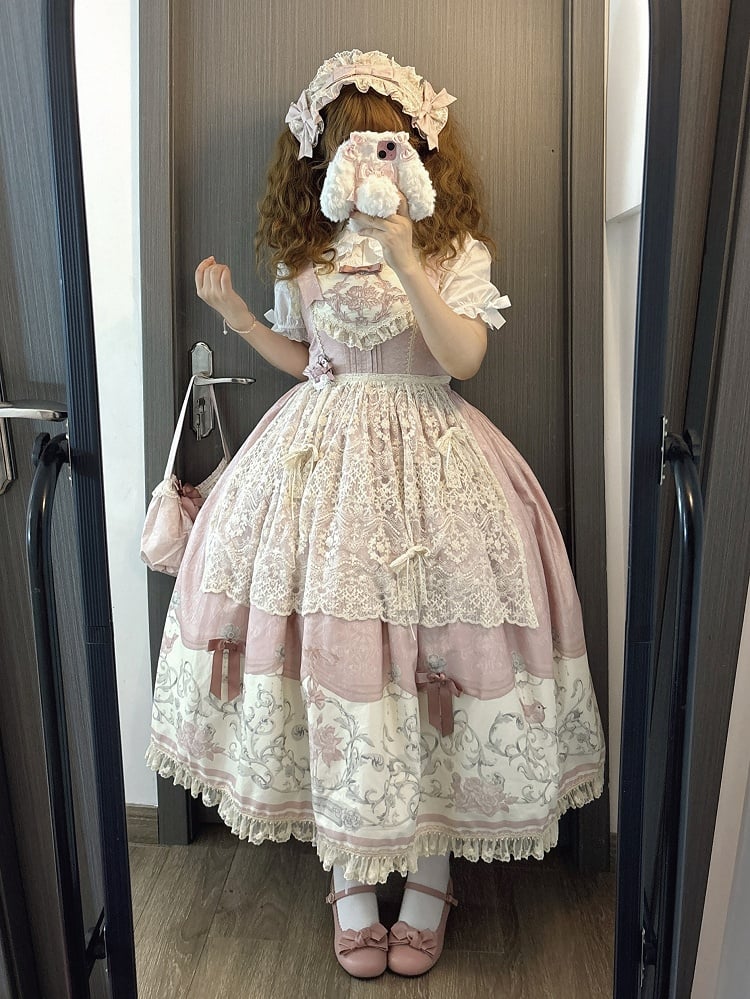 Titmouse Floral Skirt Pink and Print Jumper Lolita