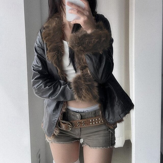 Collar Buttons Comfortable Casual Jacket Fur Warm Women's