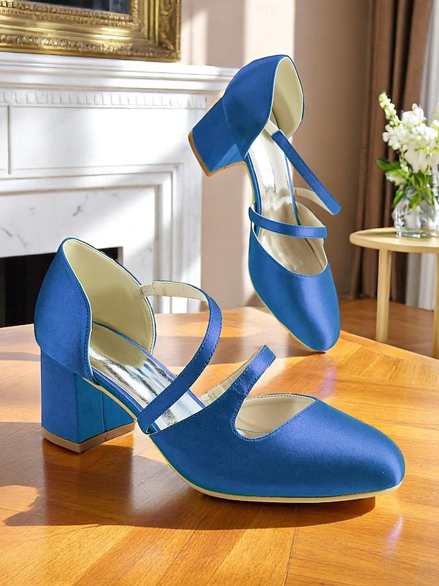 Mary Heels – 1950s Satin Elegant Women's Block Jane Green