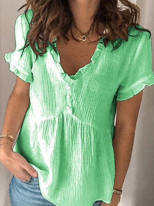 Women's Shirt Texture Blouse Blouse Patchwork Plain Modern