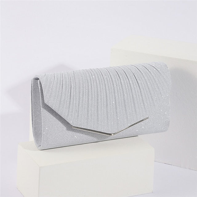 Clutch Evening with Metal Glitter Women's Elegant Bag Gold