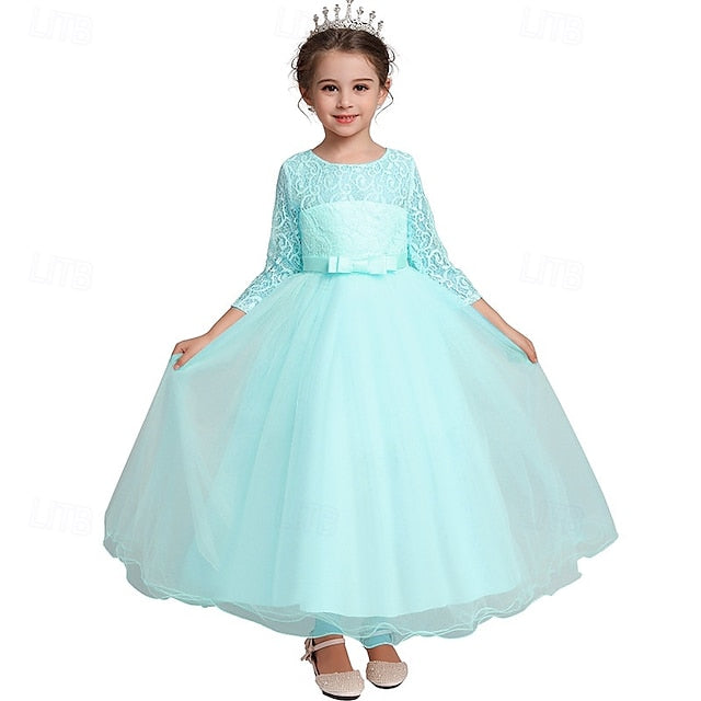 Flower Wedding Dress Girls' Half Sleeve Kids Girl
