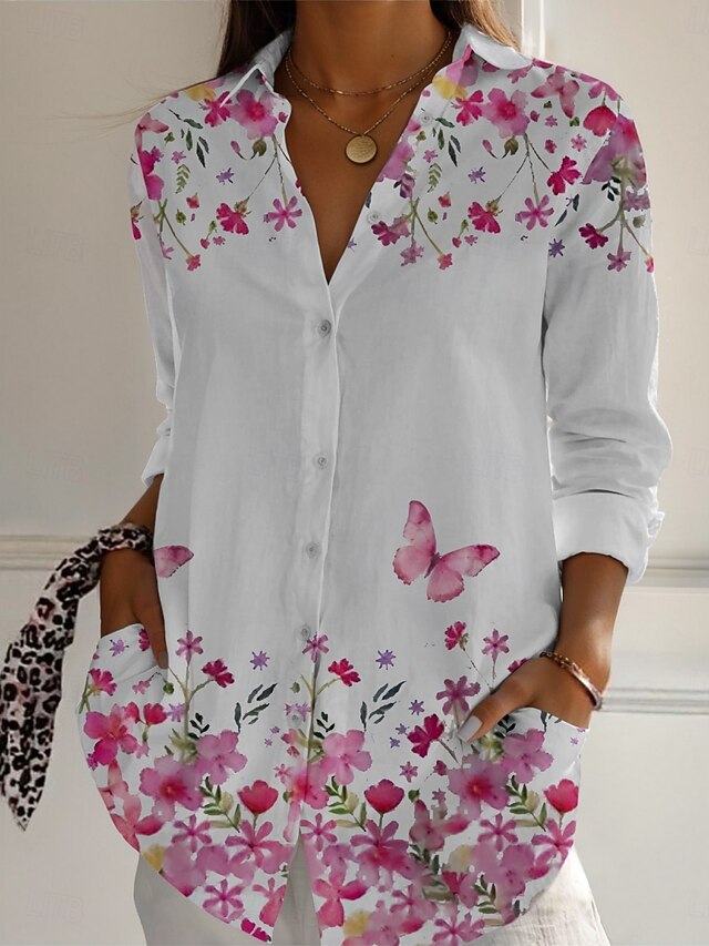 Women's Shirt Floral Butterfly Active Daily Stylish Long