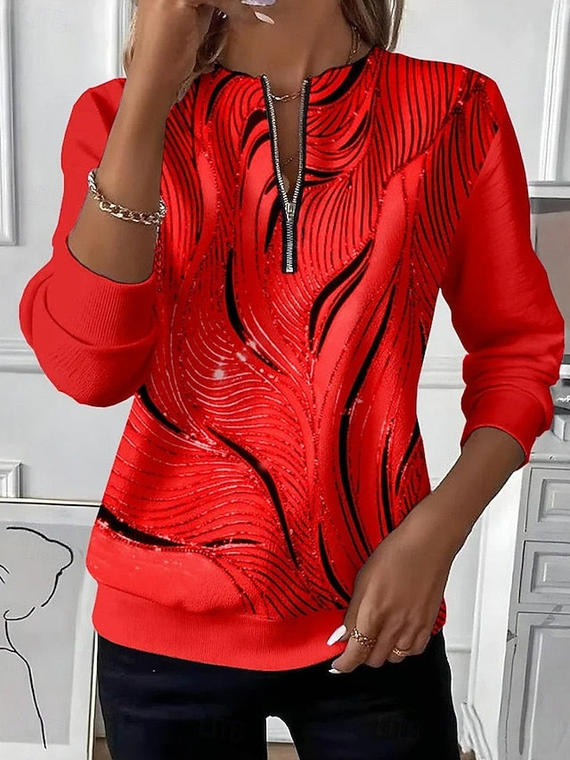 Women's Zip Up Sweatshirts Graphic Abstract Fashion Casual