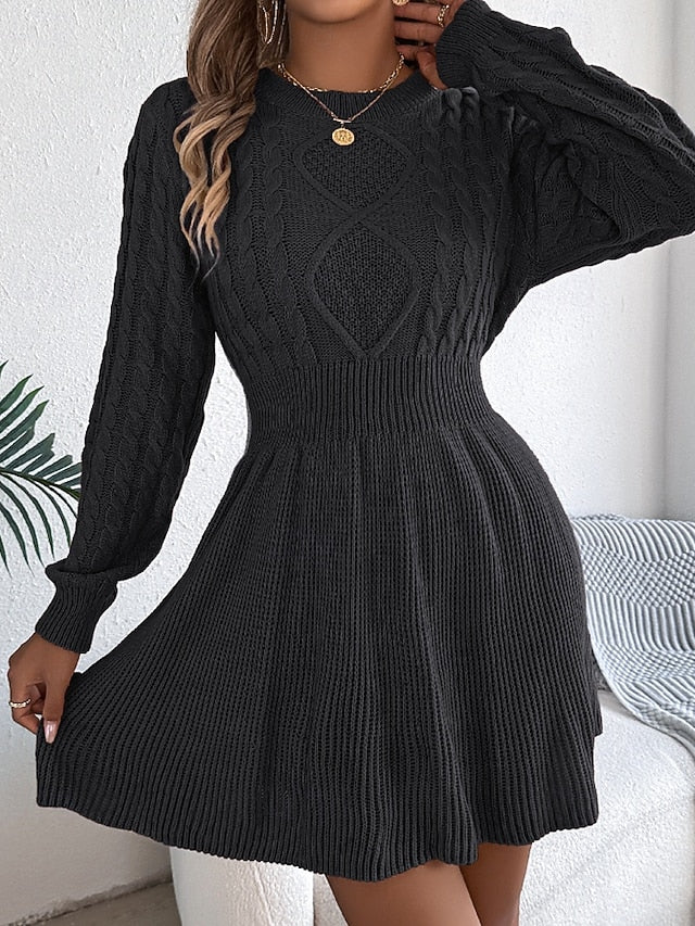 Women's Mini Dress Poly-Cotton Linen Texture Dresses