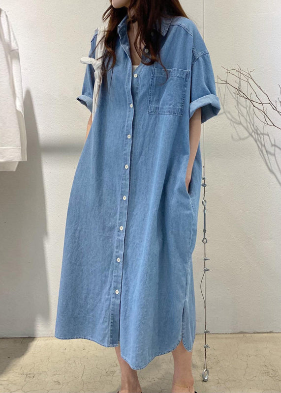 Denim Boho Blue Summer Oversized Holiday Dress