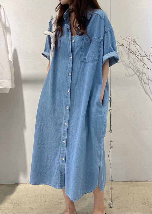 Denim Boho Blue Summer Oversized Holiday Dress