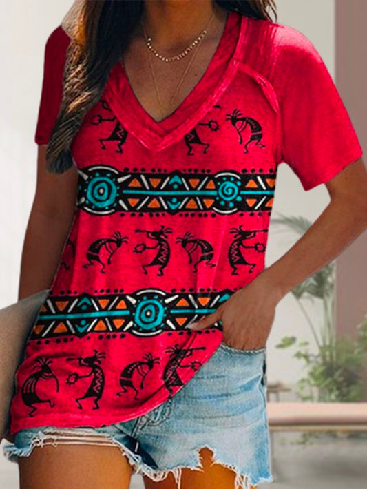 Hauts à manches courtes style tribal pour les vacances ap86