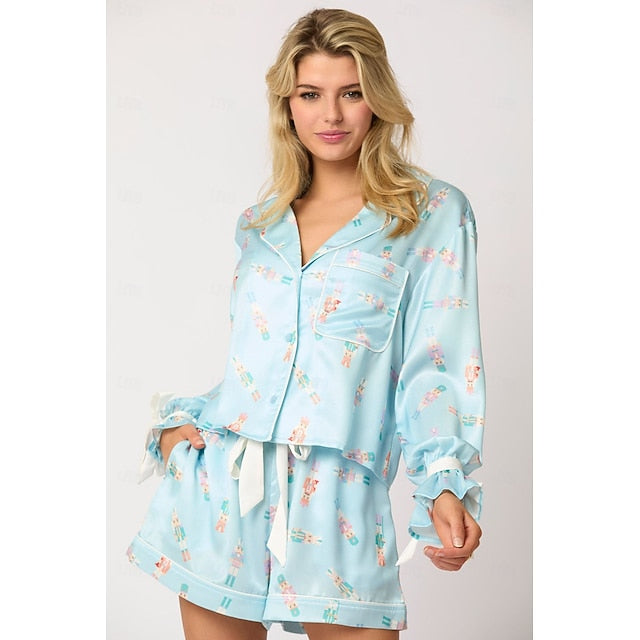 Santa Claus Sleepwear Pajamas Satin Pajama Women's Cosplay