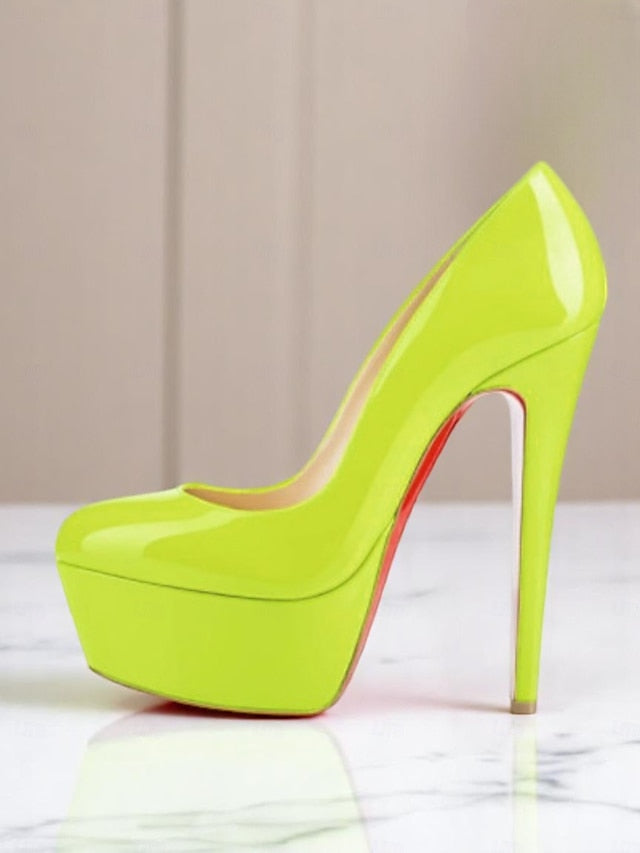 Platform Heels Patent Women's with Pointed-Toe and Black
