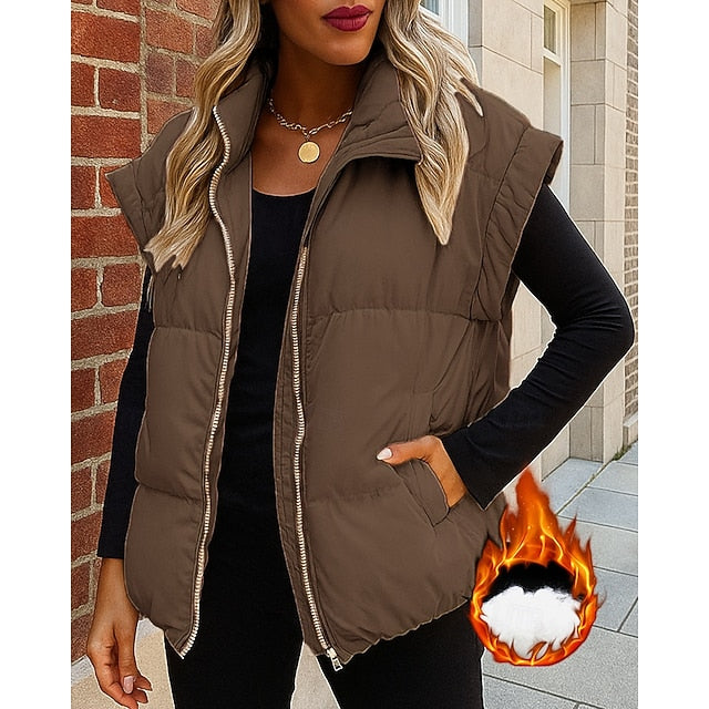Women's Winter Coat Fleece Vest Winter Vest Lounge Top with