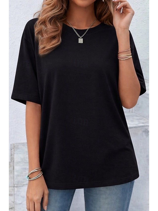 Women's Oversized T Shirt Tee 100% Cotton Solid Color