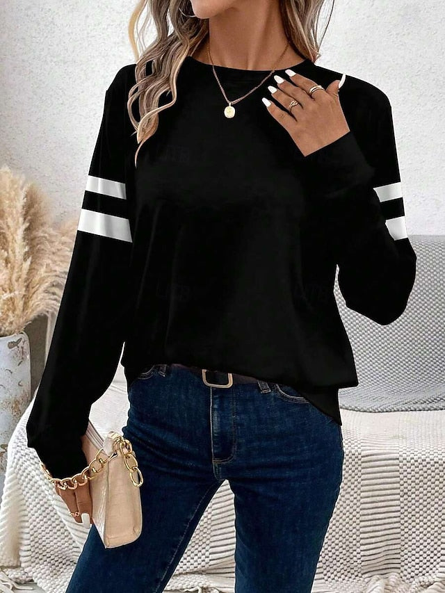 Women's T Shirt Print Graphic Striped Fashion Casual Long