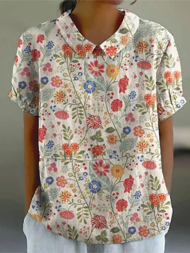 Women's Shirt Buttons Print Floral Daily Casual Short