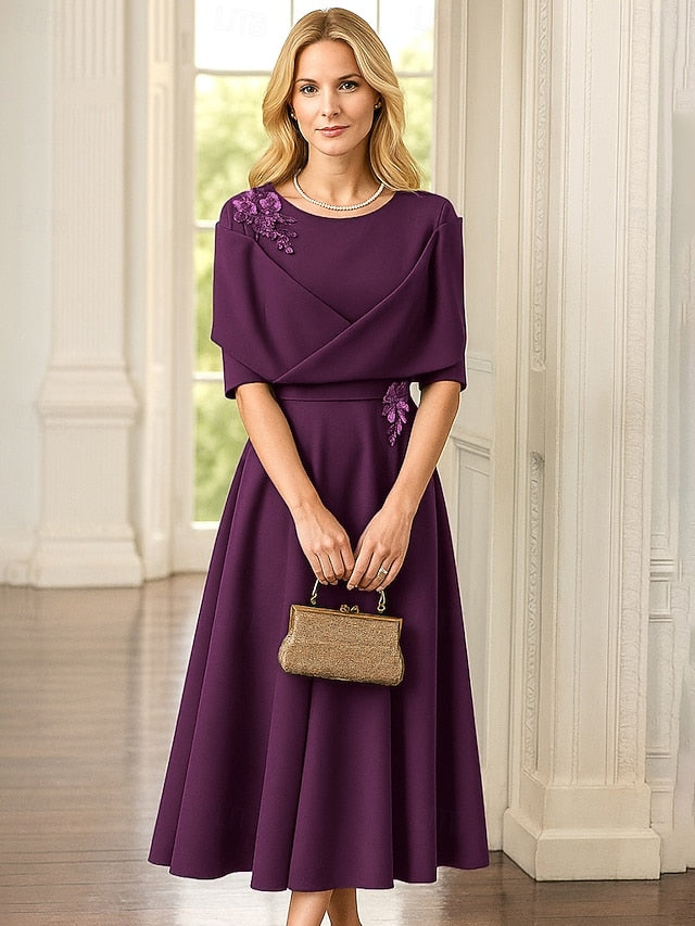 A-Line Tea Length Party Dress Cocktail Dress Wedding Guest Dress