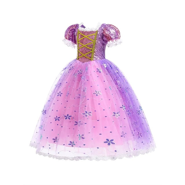 Dress Rapunzel Theme Flower Sofia Girl Princess Party Fairytale