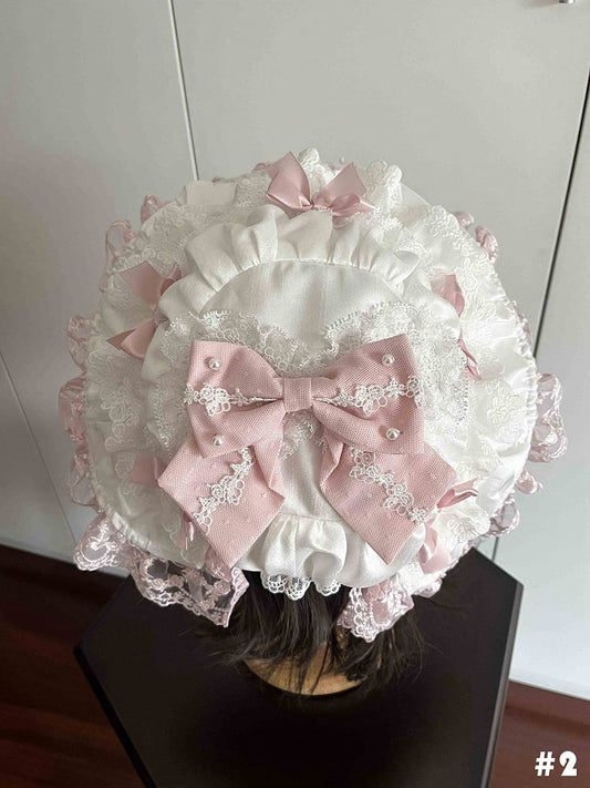 Lolita Sweet Decorated Pink Bows Hat