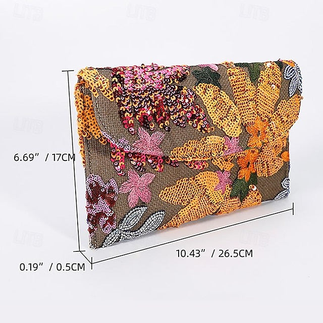 Clutch Women's Embroidered Handheld Floral - Bag Evening