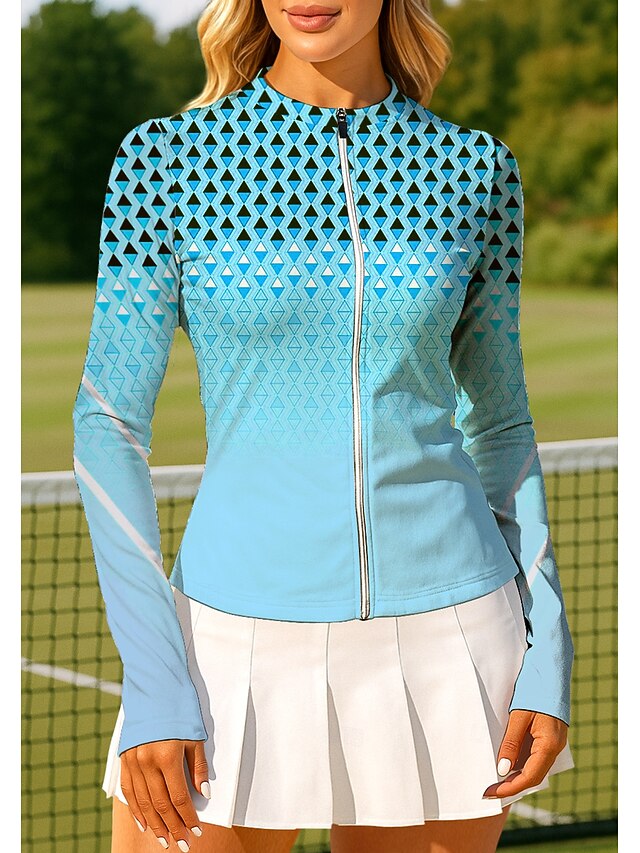 Women's Geometric Gradient Tops Sport Shirt Tennis Shirt