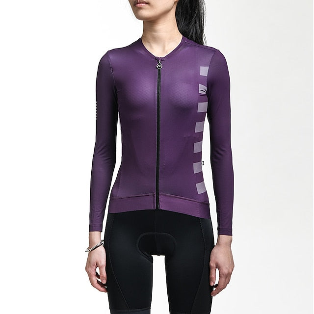 Women's Cycling Jersey Stripes Long Sleeve Bike Jersey Top