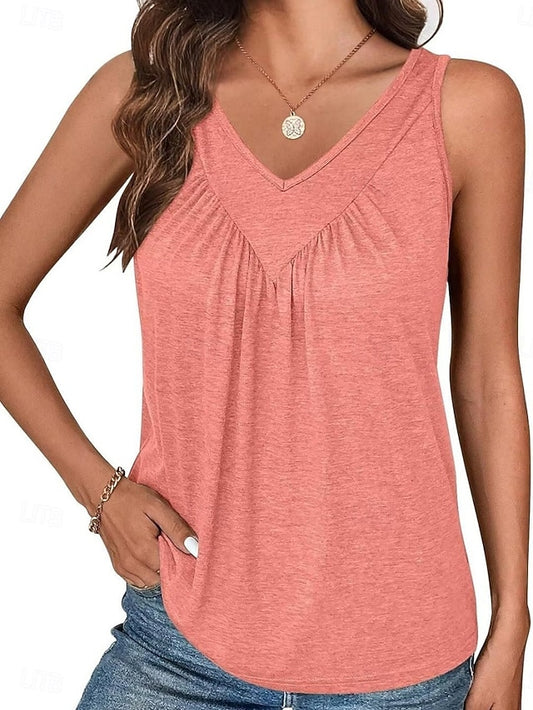Women's Tank Top Sleeveless Shirt Tee Top Patchwork Plain