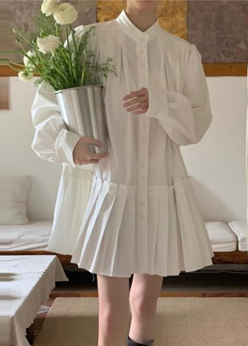 Spring White Art Dress Wrinkled Cotton Oversized Shirt