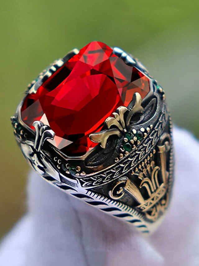 Alloy Gemstone Men's Ring