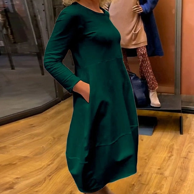 Women's Midi Dress Hoodie Dress Casual Dress Elegant