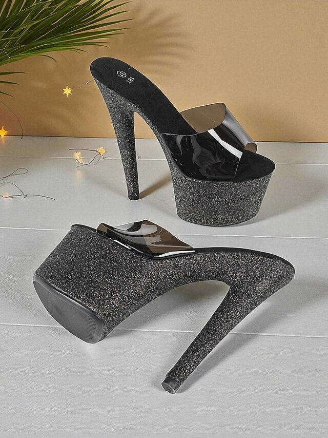 Stiletto Women's Heels Glitter Red Platform