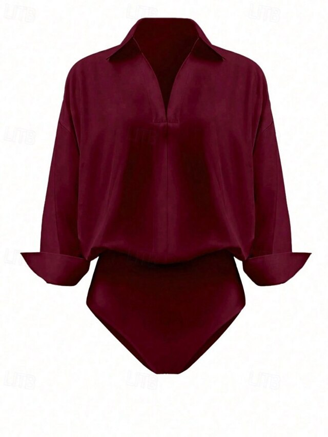 Women's Shirt Blouse Plain Stylish Basic Casual Long Sleeve