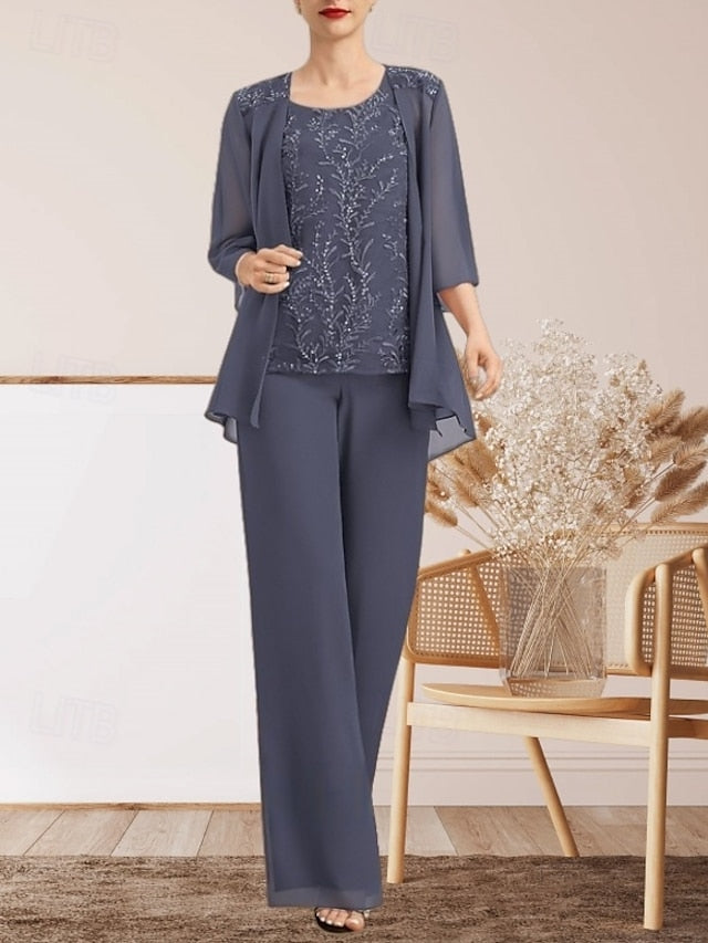 Dress Mother of Guest the Elegant Piece Pantsuit Bride 3 Wedding