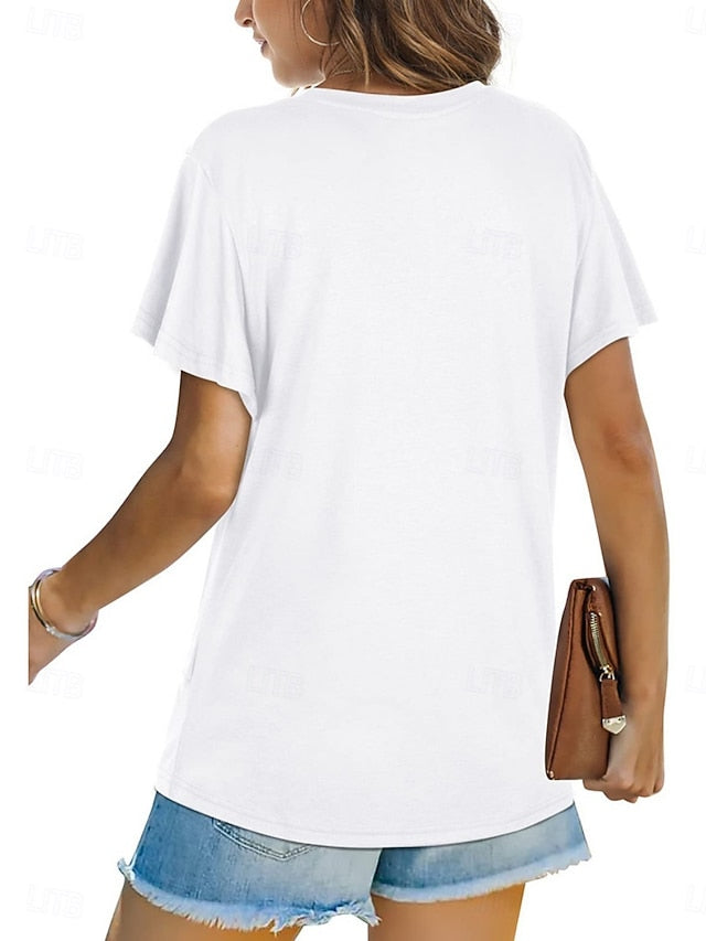 Women's T Shirt Solid Color Plain Classic Modern Casual