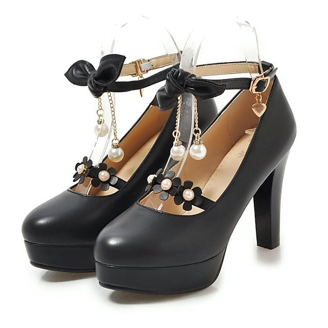 White Wedding Heels Elegant â€?Platform Jane Mary Girls'