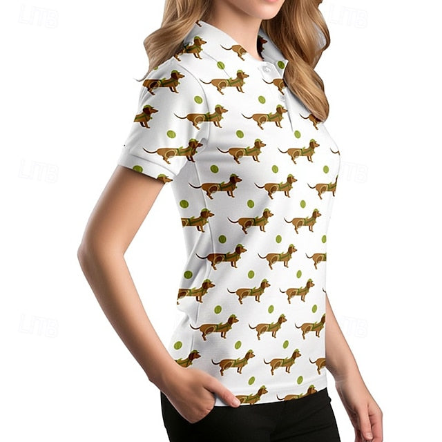 Women's Animal Tennis Shirt Short Sleeves Print UPF50+