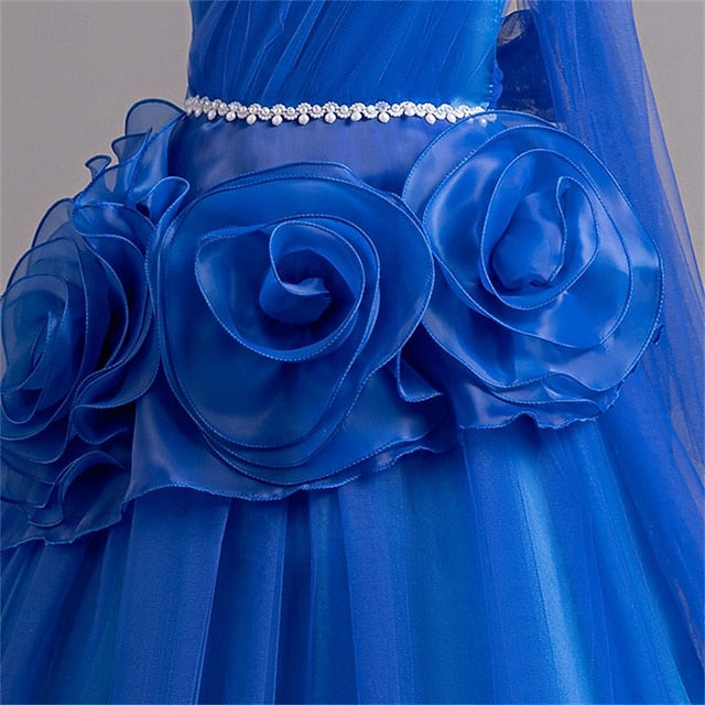 Solid Color Kids Dress Girls' Party Cosplay