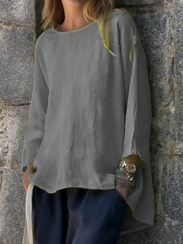 Women's Blouse Asymmetric Hem Solid Color Active Casual