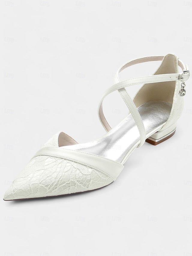 Cross-Strap with Satin Shoes Heel Navy for Blue Low Overlay Lace