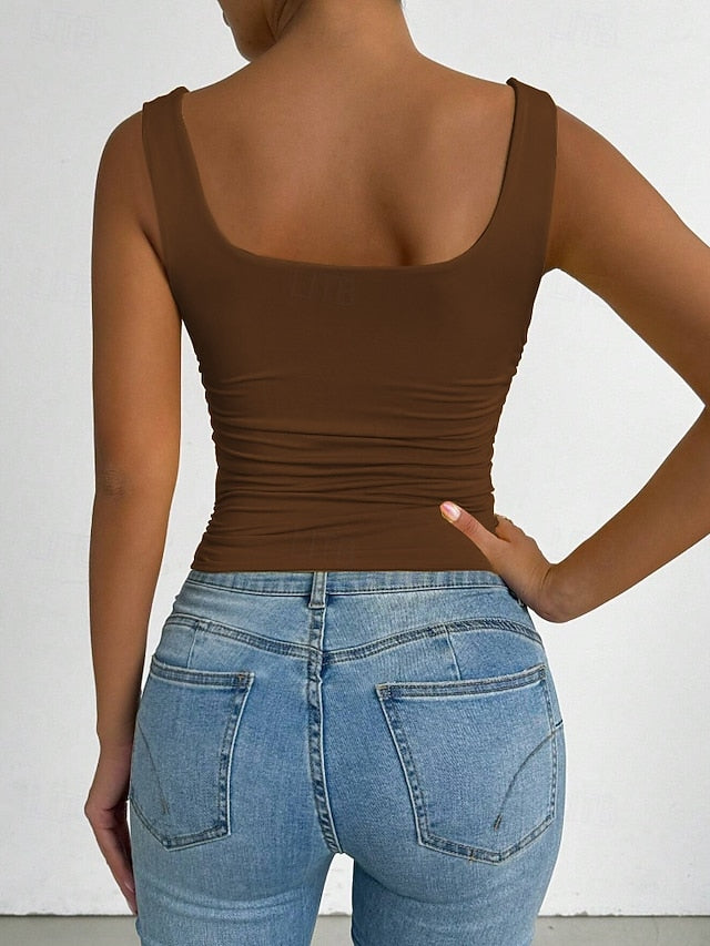Women's Camisole Tank Top Solid Color Stylish Casual