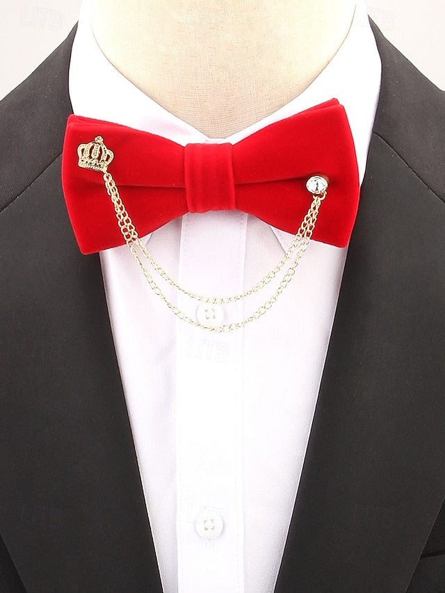 with Detail Chain Men's Tie – Velvet Bow and Crown