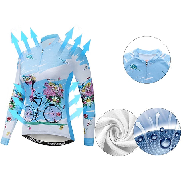 Women's Cycling Jersey Patterned Floral Botanical Flower