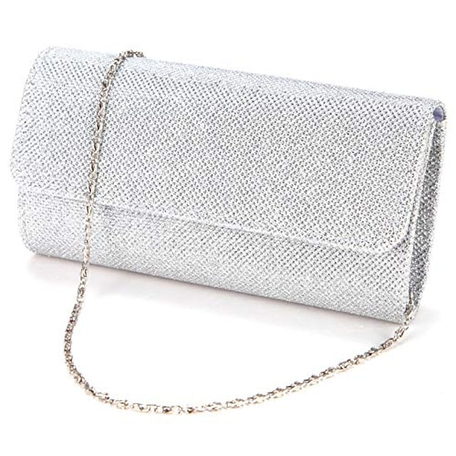 Clutch Evening Elegant Purse – Women's Glitter Silver