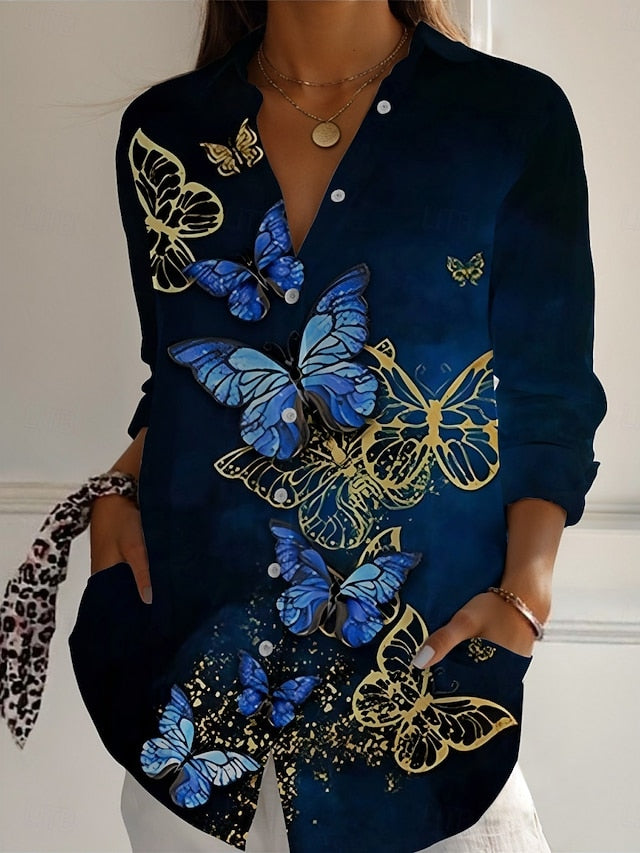 Women's Shirt Floral Butterfly Active Daily Stylish Long