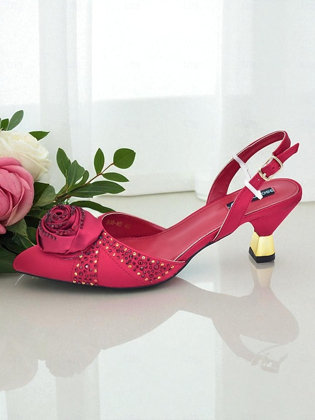 - Slingback Heels Matching and Set Clutch Gold Women's