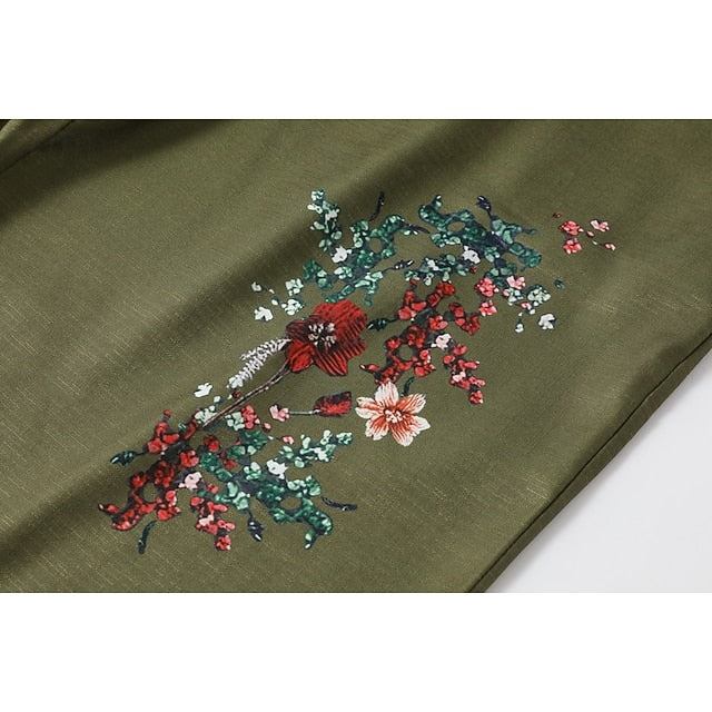 Women's Wide Leg Slacks Boho Full Length Natural Flower